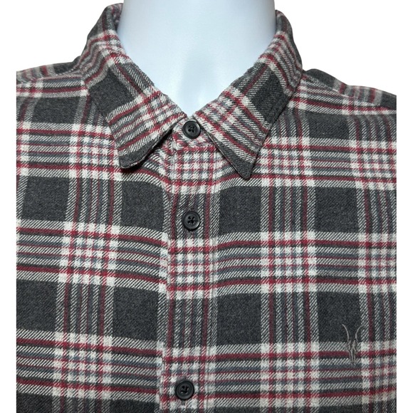 ALLSAINTS Gaines Long‎ Sleeve Flannel Shirt Men's M Plaid Button Up Ramskull - Picture 8 of 11